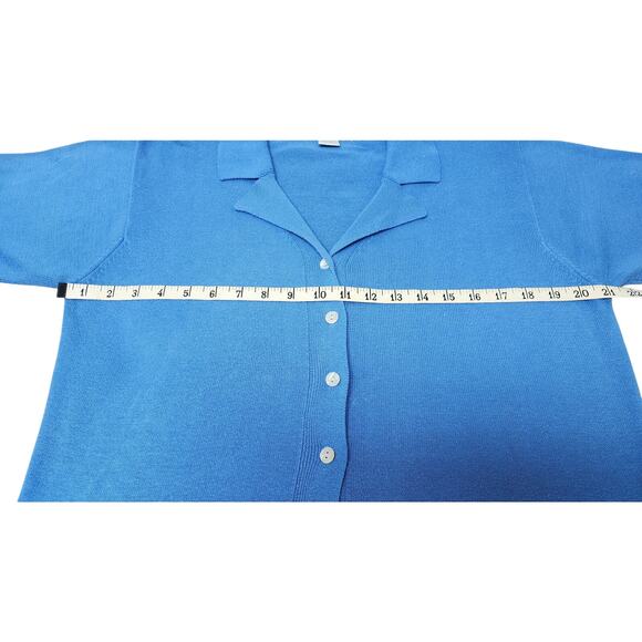 Van Heusen "For Her" VTG Blue Short Sleeve Knit Collard Blouse Women's Siz Small - Picture 4 of 7